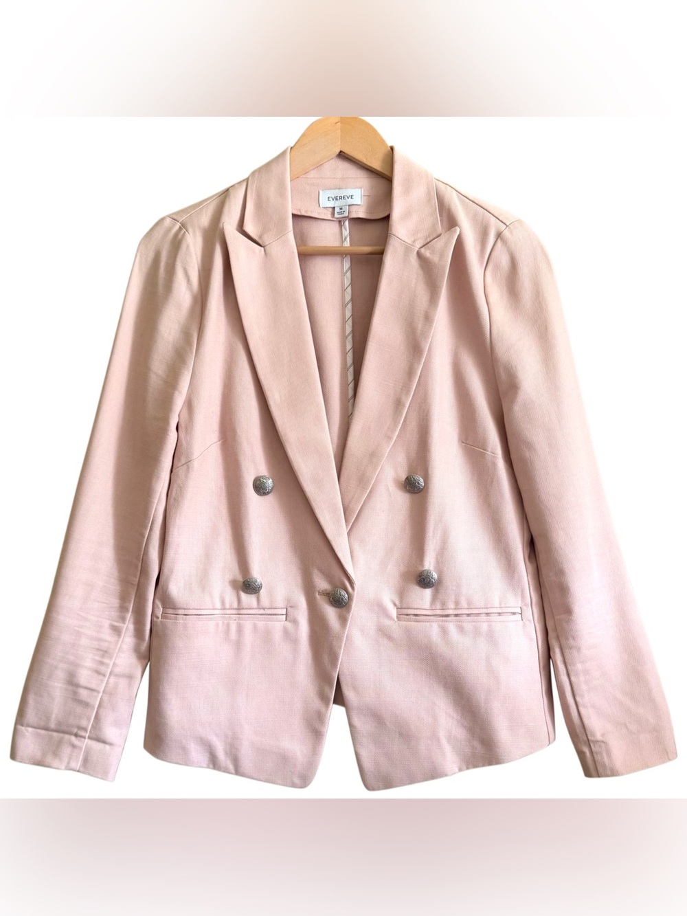 EVEREVE 100% Cotton Preppy Business Casual City Chic Double Breasted Blazer Sz M
